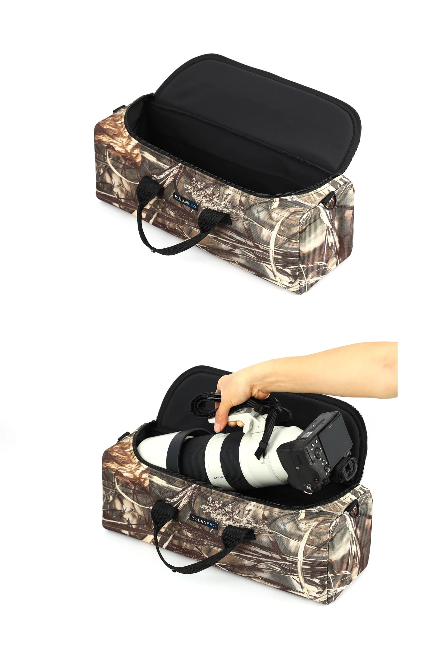 ROLANPRO Portable Hand-held Storage Bag for One Camera & One Lens for Nikon Z180-600,Canon RF 200-800, Sony 200-600mm