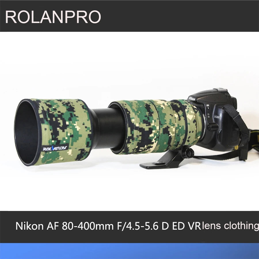 ROLANPRO Waterproof Lens Camouflage Coat for Nikon AF 80-400mm F/4.5-5.6D ED VR Cover Case Lens Protective Sleeve Rain Cover