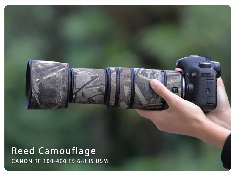 CHASING BIRDS camouflage lens coat for CANON RF 100 400mm F5.6-8 IS USM waterproof and rainproof elasticity len protective cover Reed China Mainland