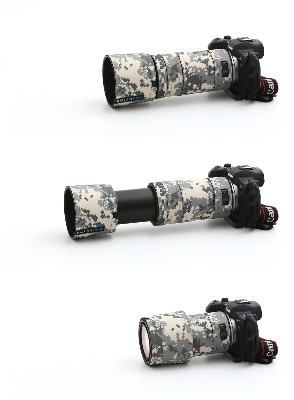 ROLANPRO Waterproof Lens Coat for Canon RF 100-400mm F5.6-8 IS USM Camouflage Rain Cover Lens Sleeve for Canon RF 100 400mm Case