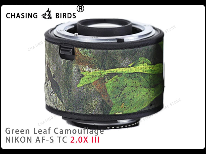 Chasing birds camouflage lens coat for NIKON AF-S teleconverter 1.4X 2.0X 1.7X waterproof and rainproof lens protective cover Green leaf 2.0X III China Mainland