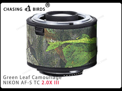 Chasing birds camouflage lens coat for NIKON AF-S teleconverter 1.4X 2.0X 1.7X waterproof and rainproof lens protective cover Green leaf 2.0X III China Mainland