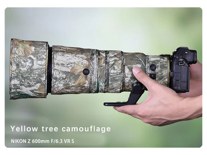 CHASING BIRDS camouflage lens coat for NIKON Z 600mm F6.3 VR S waterproof and rainproof lens protective cover Z 600 lens cover Yellow tree China Mainland