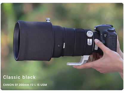 CHASING BIRDS Lens Camouflage Waterproof Coat for CANON EF 200mm F2 L IS USM Rainproof Lens Protective Elastic Cover Classic Black China Mainland