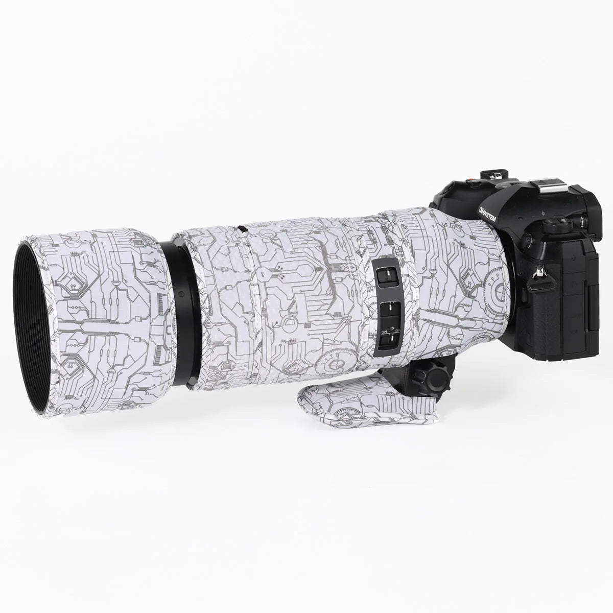 CHASING BIRDS camouflage lens coat for Olympus 100-400mm F5-6.3 IS ED MSC elastic waterproof and rainproof OM 100400 lens cover Electric White