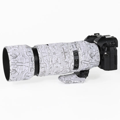 CHASING BIRDS camouflage lens coat for Olympus 100-400mm F5-6.3 IS ED MSC elastic waterproof and rainproof OM 100400 lens cover Electric White