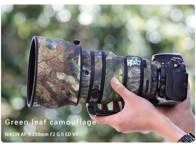CHASING BIRDS Lens Camouflage Coat for NIKON AF-S 200mm F2 G II ED VR Waterproof and Rainproof Elastic Lens Protective Cover Green leaf China Mainland