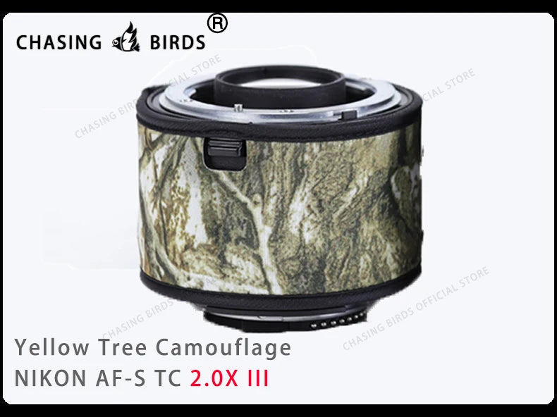 Chasing birds camouflage lens coat for NIKON AF-S teleconverter 1.4X 2.0X 1.7X waterproof and rainproof lens protective cover Yellow tree2.0X III China Mainland