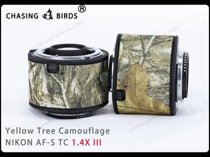 Chasing birds camouflage lens coat for NIKON AF-S teleconverter 1.4X 2.0X 1.7X waterproof and rainproof lens protective cover Yellow tree1.4X III China Mainland