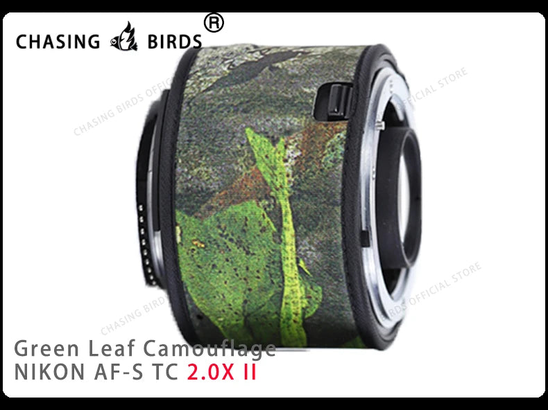 Chasing birds camouflage lens coat for NIKON AF-S teleconverter 1.4X 2.0X 1.7X waterproof and rainproof lens protective cover Green leaf 2.0X II China Mainland