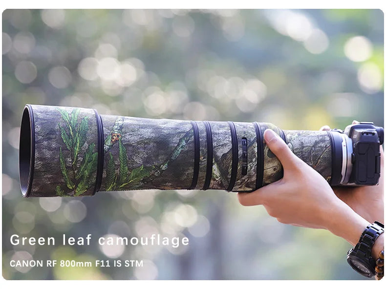 CHASING BIRDS camouflage lens coat for CANON RF 800 mm F11 IS USM waterproof and rainproof lens protective cover canon rf 800 Green leaf China Mainland