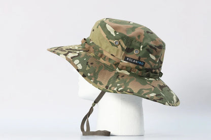 ROLANPRO Unisex MC MultiCam Camouflage Mountaineering Caps for Women Summer Man's Round Boonie Hats Military Camping Outdoor Hat