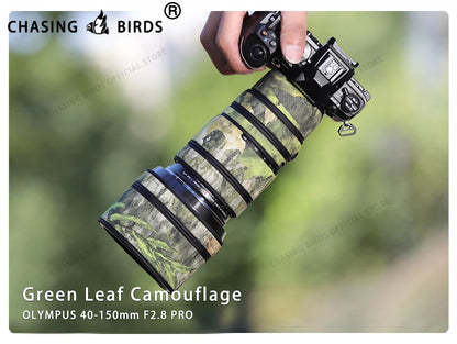 CHASING BIRDS camouflage lens coat for OLYMPUS 40 150 F2.8 PRO waterproof and rainproof lens protective cover olympus 40-150mm Green Leaf China Mainland