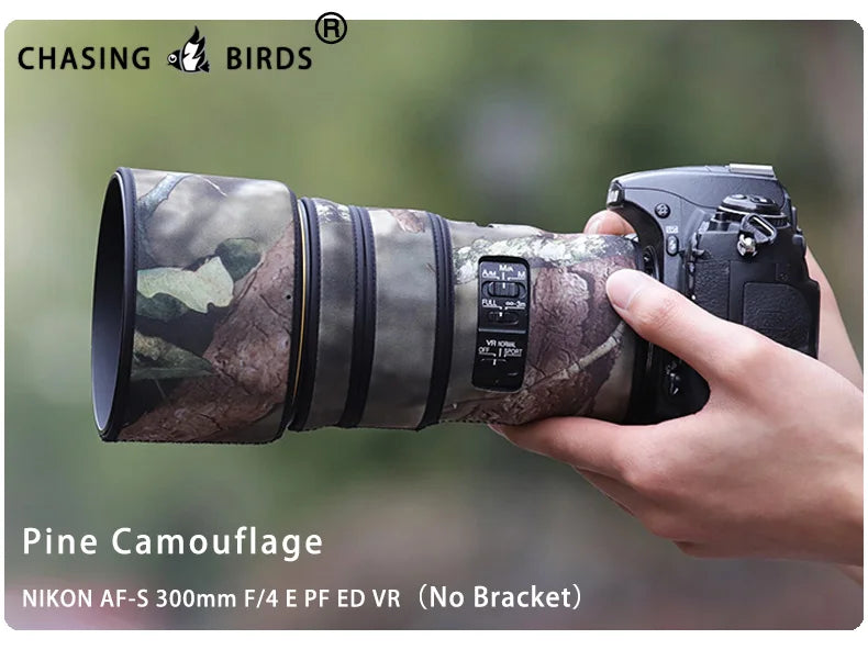 CHASING BIRDS camouflage lens coat for NIKON AF-S 300mm F4 E PF ED VR waterproof and rainproof lens protective cover nikon 300 Pine no bracket China Mainland
