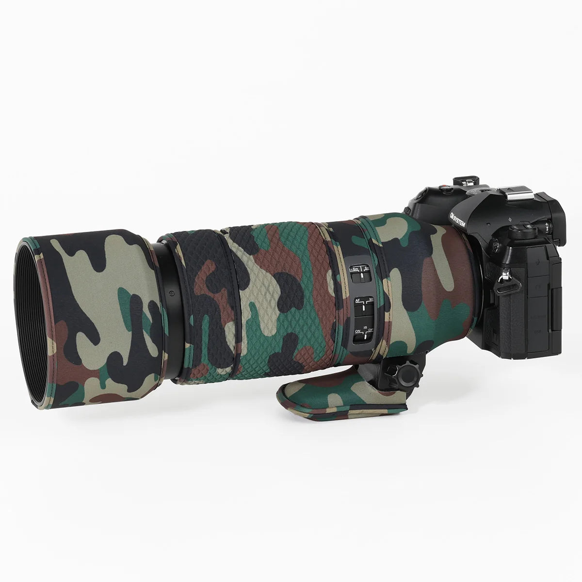 CHASING BIRDS camouflage lens coat for Olympus 100-400mm F5-6.3 IS ED MSC elastic waterproof and rainproof OM 100400 lens cover Military green