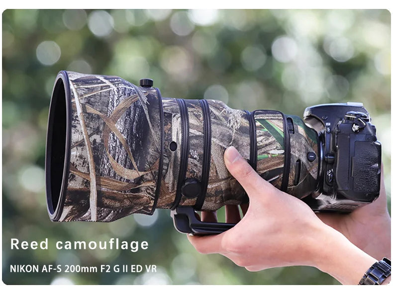 CHASING BIRDS Lens Camouflage Coat for NIKON AF-S 200mm F2 G II ED VR Waterproof and Rainproof Elastic Lens Protective Cover Reed China Mainland