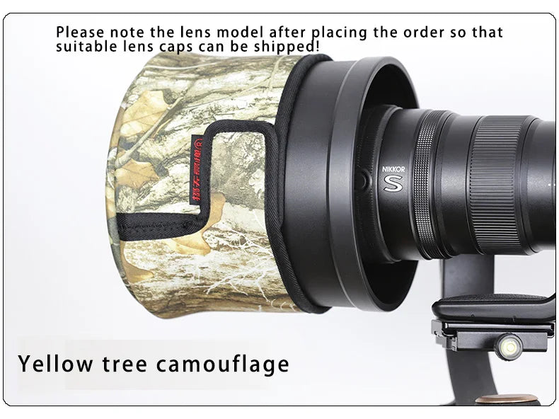 CHASING BIRDS camouflage waterproof shot lens cap for SONY 300 mm F 2.8 GM rainproof camo lens cap Yellow tree China Mainland