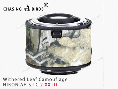Chasing birds camouflage lens coat for NIKON AF-S teleconverter 1.4X 2.0X 1.7X waterproof and rainproof lens protective cover Withered 2.0X III China Mainland