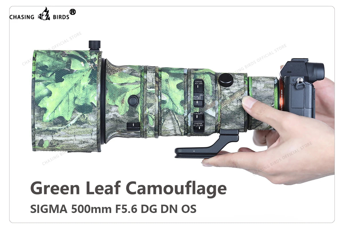 CHASING BIRDS camouflage lens coat for SIGMA 500 mm F5.6 DG DN OS waterproof and rainproof lens protective cover for E mount Green leaf China Mainland
