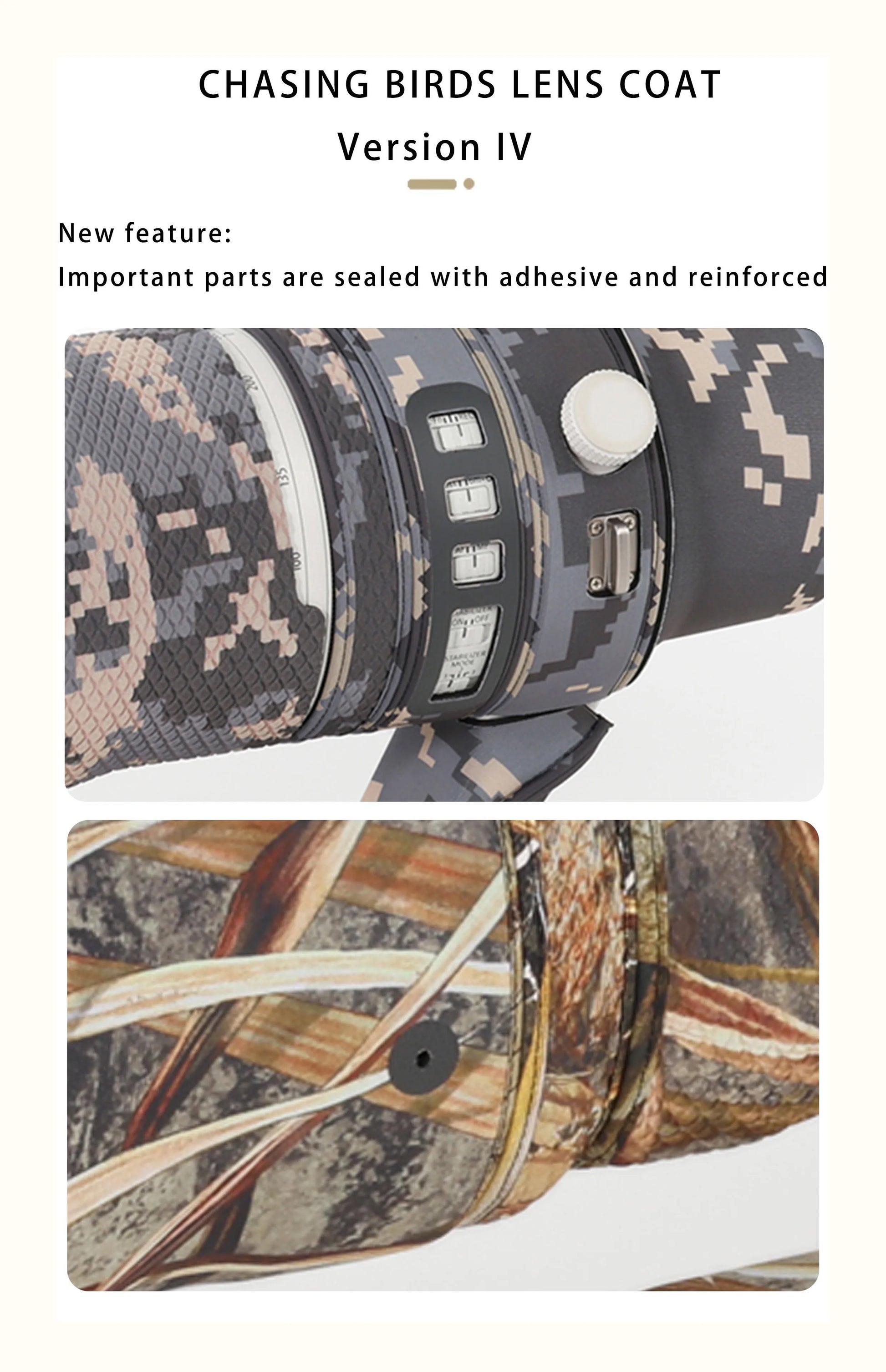 CHASING BIRDS camouflage lens coat for CANON RF 100-300 mm F2.8 L IS USM elastic waterproof and rainproof lens protective cover