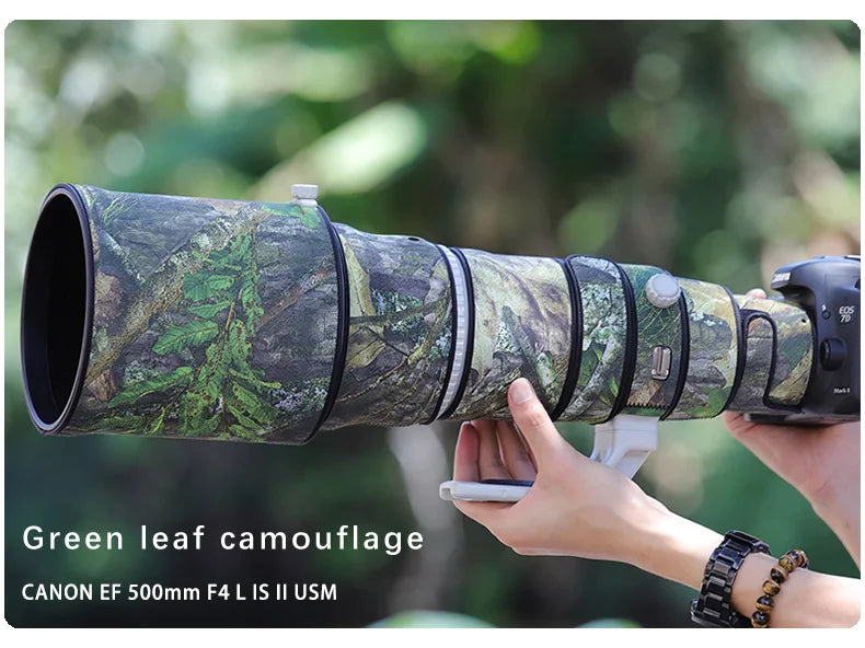 CHASING BIRDS camouflage lens coat for CANON EF 500mm L IS II USM waterproof and rainproof elasticity lens protective cover Green leaf China Mainland