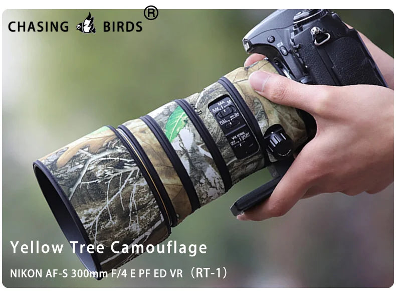 CHASING BIRDS camouflage lens coat for NIKON AF-S 300mm F4 E PF ED VR waterproof and rainproof lens protective cover nikon 300 Yellow Tree RT-1 China Mainland