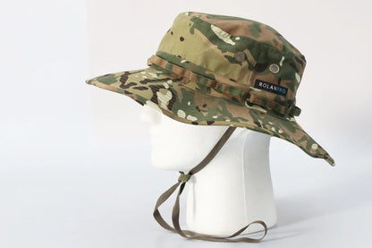 ROLANPRO Unisex MC MultiCam Camouflage Mountaineering Caps for Women Summer Man's Round Boonie Hats Military Camping Outdoor Hat