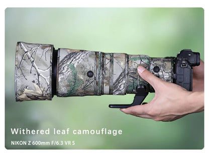 CHASING BIRDS camouflage lens coat for NIKON Z 600mm F6.3 VR S waterproof and rainproof lens protective cover Z 600 lens cover Withered leaf China Mainland