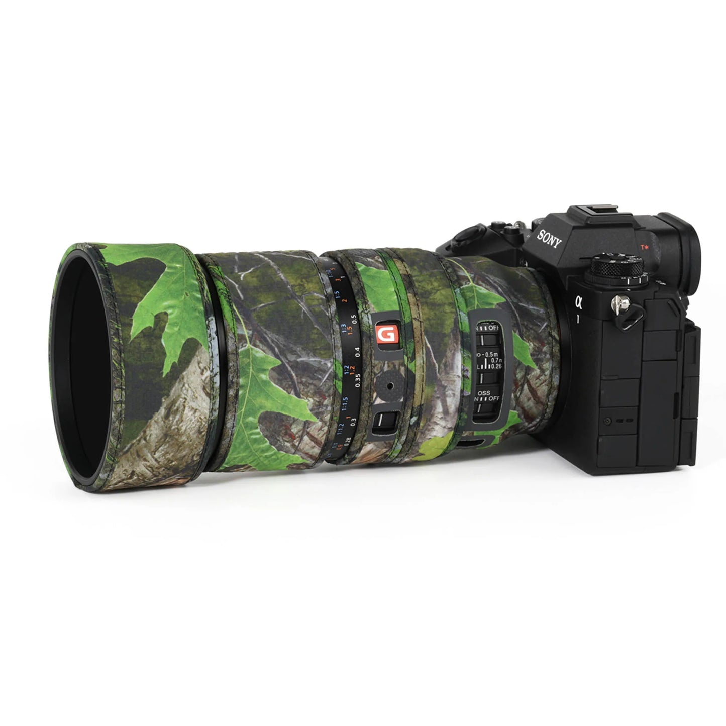 CHASING BIRDS Lens Camouflage Waterproof Coat for SONY FE 100mm F2.8 Macro GM OSS Rainproof Lens Protective Cover Version IV Green leaf