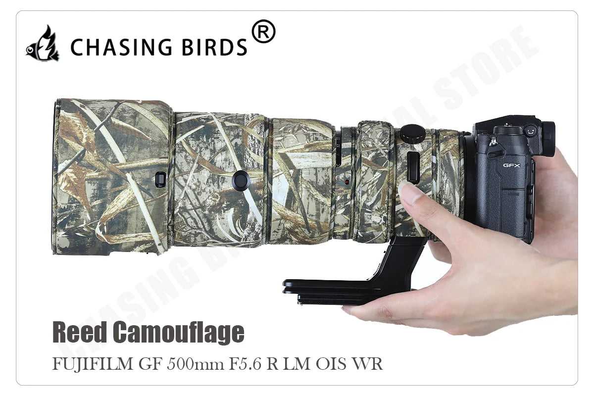 CHASING BIRDS Camouflage Lens Coat for FUJI Fujifilm GF 500 mm F5.6 R LM OIS WR elastic Waterproof and Rainproof Lens Protective Reed Camouflage China Mainland