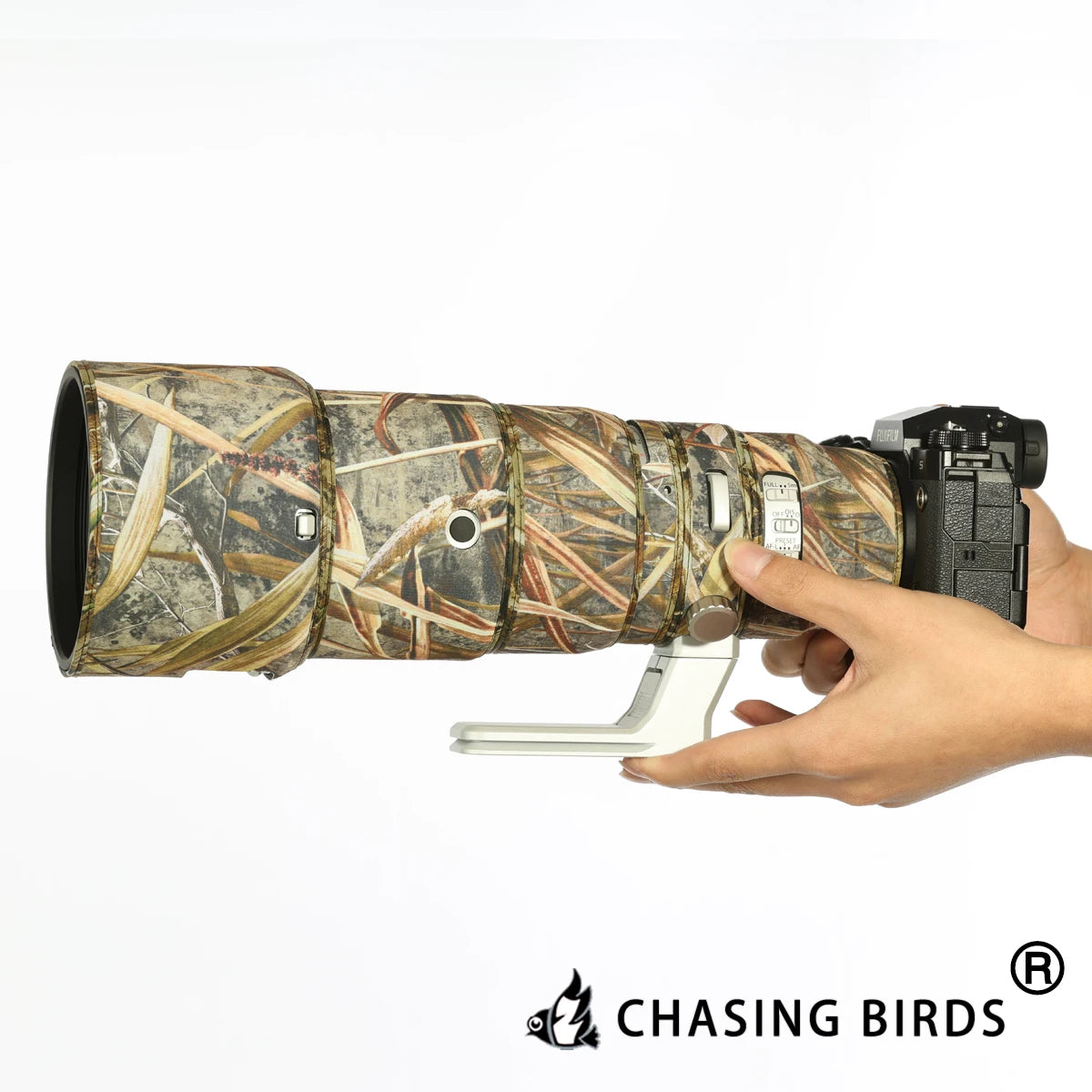CHASING BIRDS Camouflage Lens Coat for Fujifilm XF 500mm F5.6 R LM OIS WR elastic Waterproof and Rainproof xf 500 Lens cover Reed Camouflage China Mainland