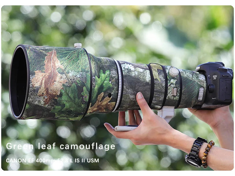Chasing birds camouflage lens coat for CANON EF 400mm F2.8 L IS II USM waterproof and rainproof elasticity lens protective cover Green leaf China Mainland