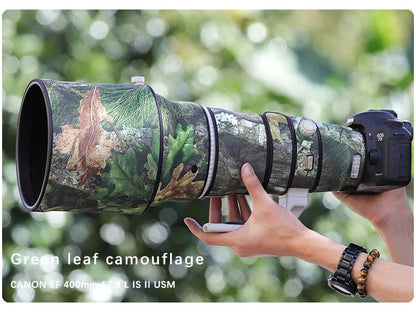 Chasing birds camouflage lens coat for CANON EF 400mm F2.8 L IS II USM waterproof and rainproof elasticity lens protective cover Green leaf China Mainland