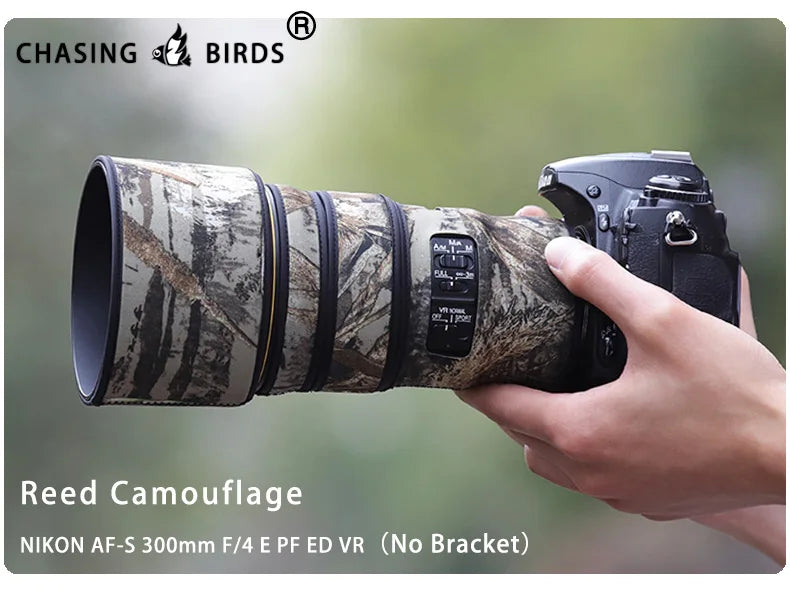 CHASING BIRDS camouflage lens coat for NIKON AF-S 300mm F4 E PF ED VR waterproof and rainproof lens protective cover nikon 300 Reed no bracket China Mainland