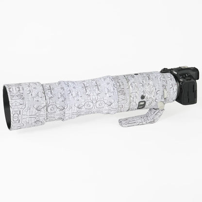 CHASING BIRDS camouflage lens coat for CANON RF 200 800 mm F 6.3-9 IS USM elastic waterproof and rainproof lens protective cover Electric White China Mainland