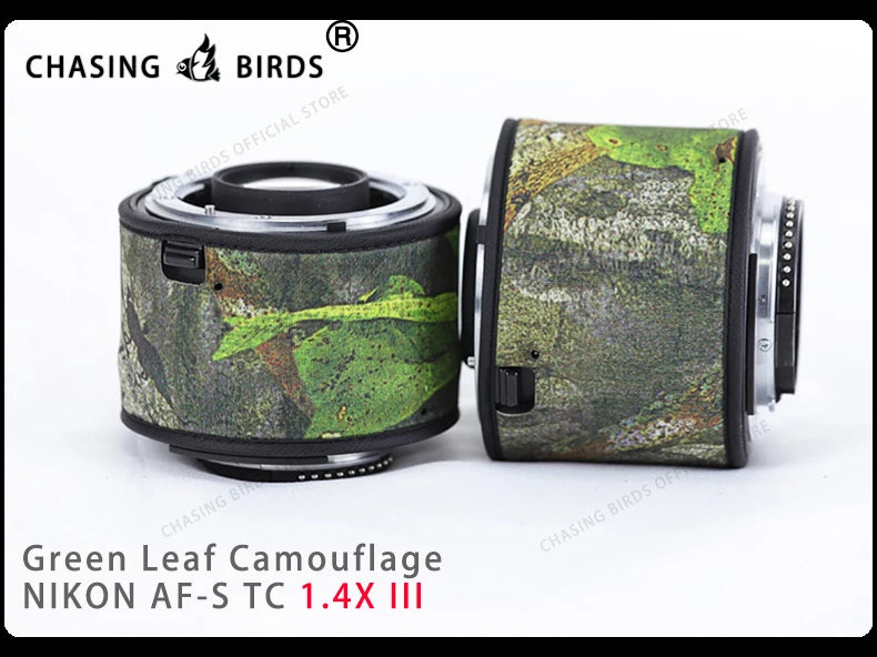 Chasing birds camouflage lens coat for NIKON AF-S teleconverter 1.4X 2.0X 1.7X waterproof and rainproof lens protective cover Green leaf1.4X III China Mainland