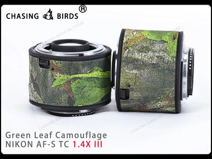 Chasing birds camouflage lens coat for NIKON AF-S teleconverter 1.4X 2.0X 1.7X waterproof and rainproof lens protective cover Green leaf1.4X III China Mainland