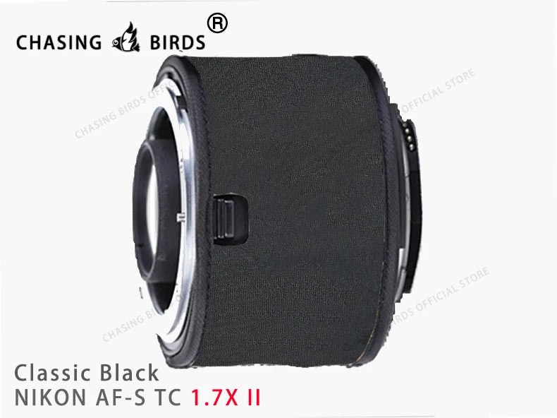 Chasing birds camouflage lens coat for NIKON AF-S teleconverter 1.4X 2.0X 1.7X waterproof and rainproof lens protective cover Black 1.7X II China Mainland